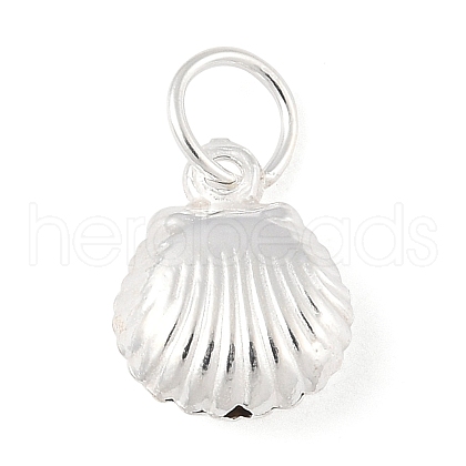 Fine Silver Sterling Silver Hollow Shell Shaped Charms with Jump Rings STER-R013-02S-1