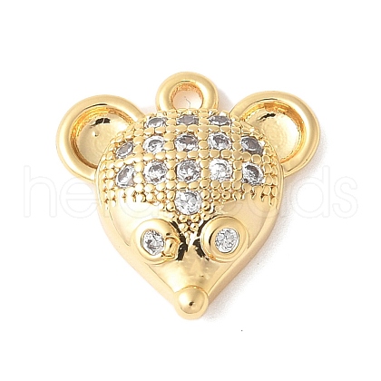 Brass Micro Pave Clear Cubic Zirconia Pendants KK-U064-07G-1