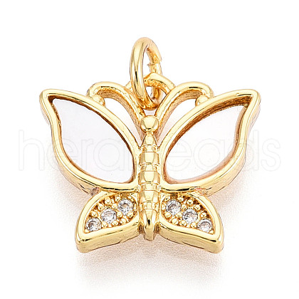 Brass Micro Pave Clear Cubic Zirconia Charms KK-N268-78G-1