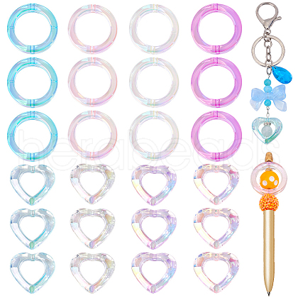   24Pcs 8 Styles Plating Acrylic Beads FIND-PH0022-04-1