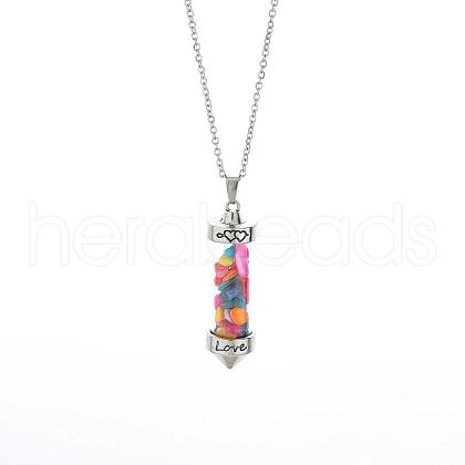 Shell Chip Wishing Bottle Cone Love Glass Pendant Necklaces FL0210-2-1