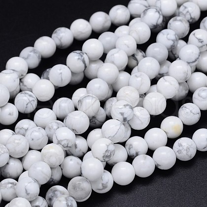 Round Natural Howlite Bead Strands G-F222-14-10mm-1