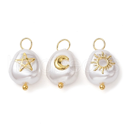 3Pcs 3 Styles Plastic Imitation Pearl Pendants PALLOY-JF02721-1