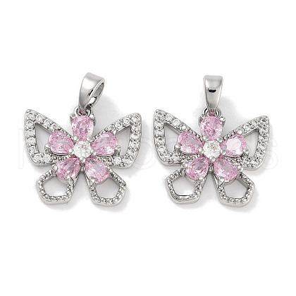 Brass Micro Pave Cubic Zirconia Pendants KK-C051-41P-1