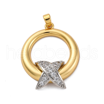 Brass Micro Pave Cubic Zirconia Pendants KK-V009-16G-1
