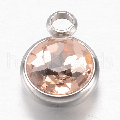 304 Stainless Steel Glass Rhinestone Charms STAS-G082-07-1