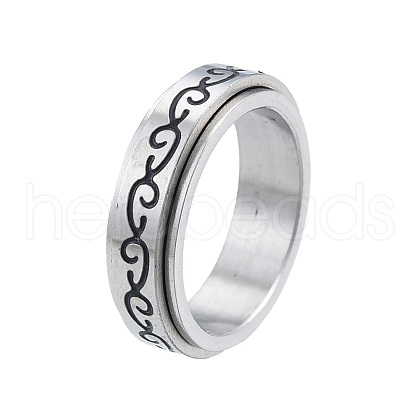 Non-Tarnish 201 Stainless Steel Branch Wrap Rotating Finger Ring RJEW-N043-18P-1