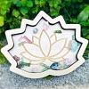 Lotus Shape Wooden Crystal Energy Stone Display Tray WICR-PW0001-05A-1