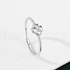Clover Sterling Silver Adjustable Finger Rings for Women RJEW-B128-06-3