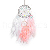 Girl's Heart Iron Ring Woven Net/Web with Feather Wall Hanging Decoration PW-WG22127-01-1