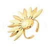 Flower 304 Stainless Steel Adjustable Cuff Rings for Women RJEW-M103-04D-G-2