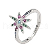 Brass Micro Pave Cubic Zirconia Finger Rings for Women RJEW-D322-03P-4