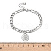 304 Stainless Steel Flat Round with Hamsa Hand Charm Bracelets BJEW-A036-13P-5