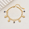 Brass Sweet Romantic Blue Evil Eye Heart Pendant Anklets for Women's Gift CA3994-3
