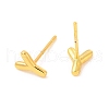 Brass Hollow Out Initial Letter Stud Earrings for Women EJEW-A044-01G-Y-2
