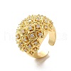 Clear Cubic Zirconia Round Dome Open Cuff Ring RJEW-C055-04G-1