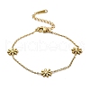 304 Stainless Steel Flower Link Bracelets BJEW-Q040-06G-2