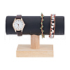 T-Shaped Bar PU Leather Bracelet Display Stands with Wooden Base AJEW-WH0471-127A-1