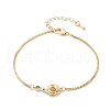 Brass Micro Pave Cubic Zirconia Birthday Flower Link Bracelets BJEW-U031-01G-08-4