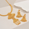 Vintage Brass Fan Tassel Necklaces & Earrings Set for Bride Wedding OP7921-1