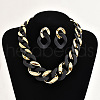 Alloy & CCB Plastic Curb Chain Necklace & Stud Dangle Earrings Sets FS-WG734CE-03-1
