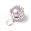 Shell Pearl Round Copper Wire Wrapped Pendants PALLOY-JF03259-02-5