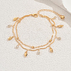 Tropical Iron Crystal Rhinestone Leaf Tassel Double Layer Anklets for Women's Beach Party GF3262-1