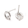 Brass Hollow Out Initial Letter Stud Earrings for Women EJEW-A044-01P-Q-2