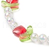 Lampwork Tulip & Acrylic Beaded Stretch Bracelet for Women BJEW-JB09306-5
