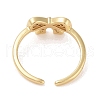 Bowknot Brass Micro Pave Clear Cubic Zirconia Open Cuff Rings RJEW-S417-03G-04-3