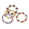 4Pcs 4 Style Polymer Clay Beaded Stretch Bracelets Set BJEW-JB09643-1