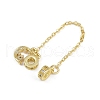 Brass Pave Clear Cubic Zirconia European Safety Chains with Charms KK-L236-16D-G-2