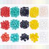  790Pcs 15 Style 2-Hole Opaque Glass Seed Beads. Rectangle SEED-NB0001-77-5