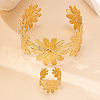 Flower Alloy Cuff Bangles & Cuff Rings Sets FS-WGBD273-01-2