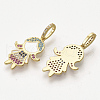 Brass Micro Pave Cubic Zirconia Pendants X-ZIRC-T012-36G-2