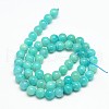 Grade AB Natural Gemstone Amazonite Round Beads Strands G-O017-6mm-08B-2