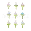 Glass Seed Beads with Imitation Austrian Crystal Beads and 304 Stainless Steel Flat Head Pins and Handmade Lampwork Beads and Iridescent Acrylic Bead Caps Pendants PALLOY-JF03485-01-1