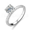 Rhodium Plated 925 Sterling Silver Pave 8.2x4.9mm Moissanite Finger Rings WG6D295-52-4