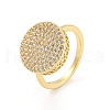 Flat Round Brass Micro Pave Clear Cubic Zirconia Finger Rings RJEW-G309-41G-1