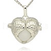 Silver Color Plated Brass Hollow Heart Cage Pendants KK-J241-06S-1