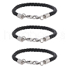 CHGCRAFT 3Pcs Imitation Leather Wrap Wide Cord Bracelet with Stainless Steel Lobster Clasp for Men Women BJEW-CA0001-10B-1