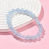 Natural Aquamarine Round Bead Stretch Bracelets for Men Women BJEW-U034-01D-01-3