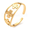 304 Stainless Steel Clover Open Cuff Ring RJEW-F149-04G-1