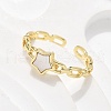 Brass Shell Cuff Rings for Women RJEW-C126-11G-3
