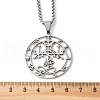 304 Stainless Steel Flat Round Sigil Pendant Necklaces NJEW-H065-19P-3