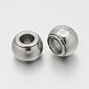Tarnish Resistant Rondelle 201 Stainless Steel Large Hole Beads STAS-N062-53-1