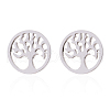 304 Stainless Steel Tree of Life Stud Earrings for Women EJEW-PW0002-01A-P-1