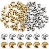 SOFPLATE 200Pcs 2 Colors Brass Crimp Beads Covers KK-SP0001-88-1
