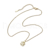 Clover Brass Micro Pave Cubic Zirconia Charms Pendant Necklaces NJEW-JN04958-01-4