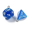 7 Styles Opaque Resin Polyhedral Dice Pendants Set RESI-A029-01J-2